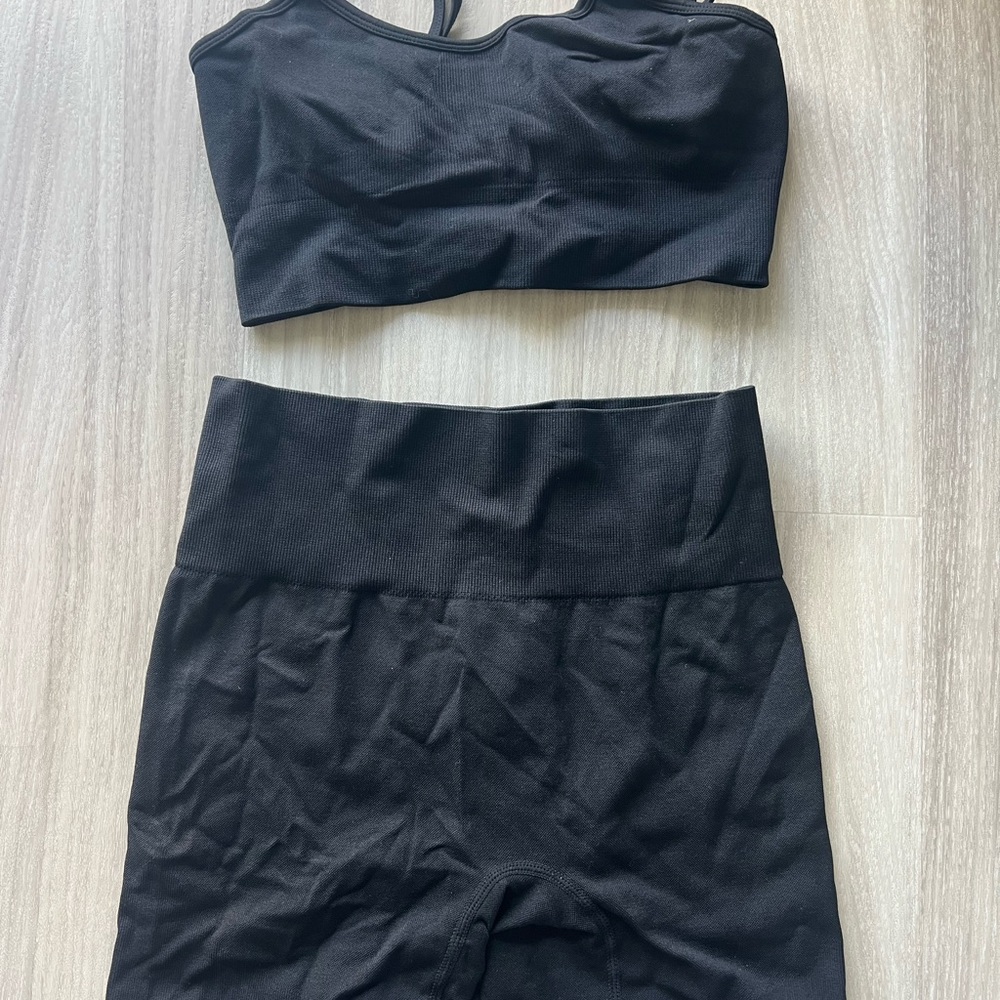 High-Waist Black Stretch Workout Set